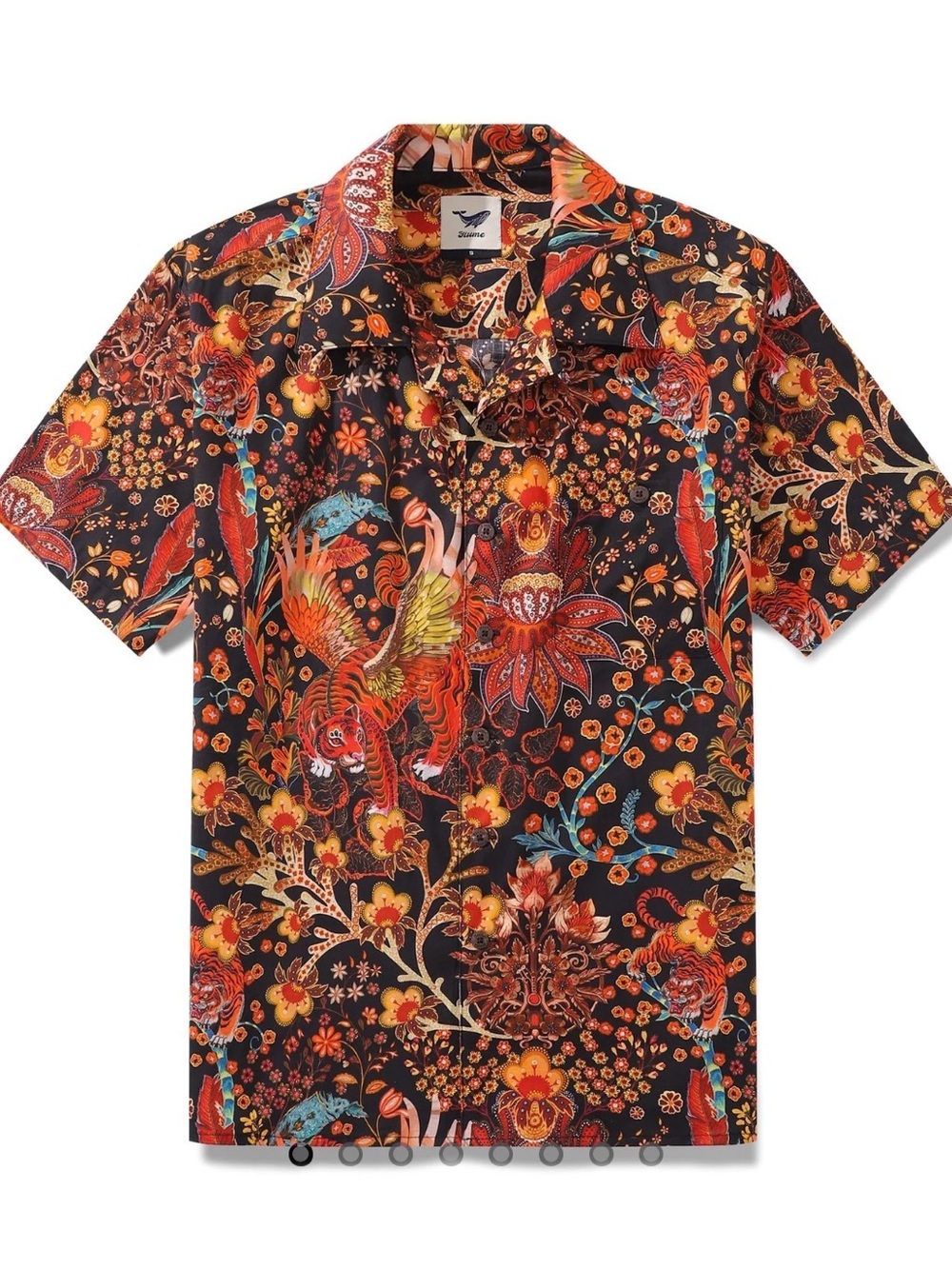 NWT Hawaiian Shirt Blazing Tiger Shirt Camp Collar 100 % Cotton Size S